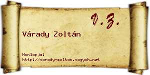 Várady Zoltán névjegykártya