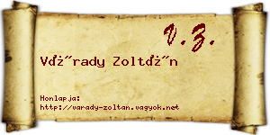 Várady Zoltán névjegykártya